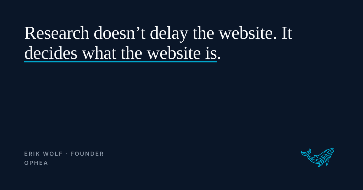 Research doesn’t delay the website. It decides what the website is.