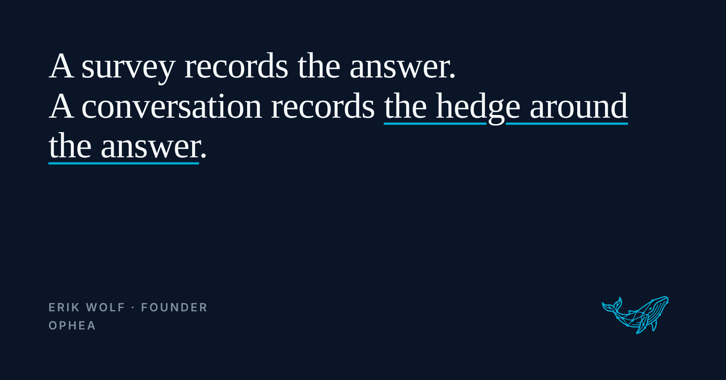 A survey records the answer. A conversation records the hedge around the answer.